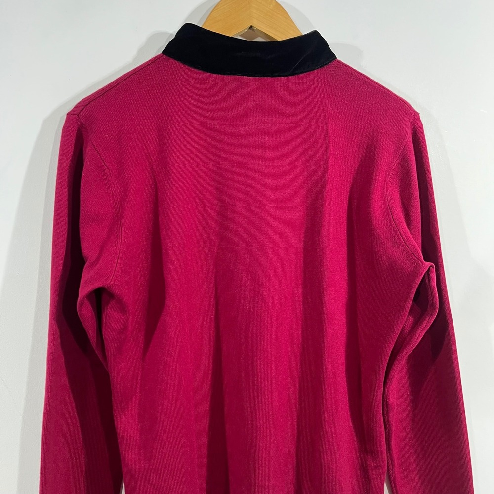 Talbots VTG Old Money Silk Cashmere Cardigan Sweater Velvet Peter Pan Collar Med - Picture 6 of 8
